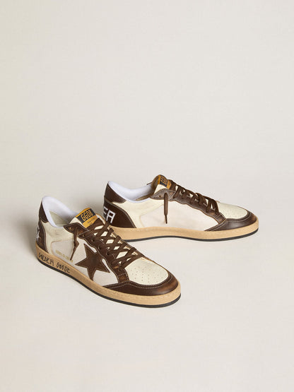 Men's Ball Star in nappa and mesh with suede star and brown leather inserts - Golden Goose Men