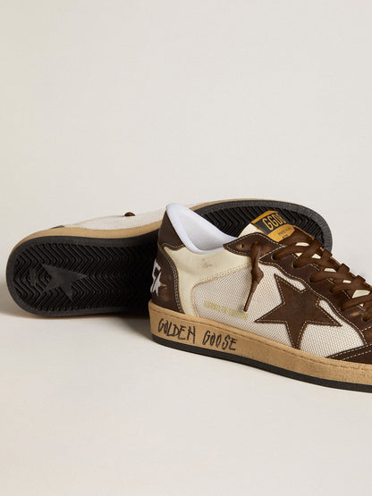 Men's Ball Star in nappa and mesh with suede star and brown leather inserts - Golden Goose Men