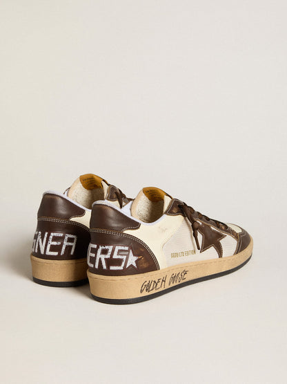 Men's Ball Star in nappa and mesh with suede star and brown leather inserts - Golden Goose Men