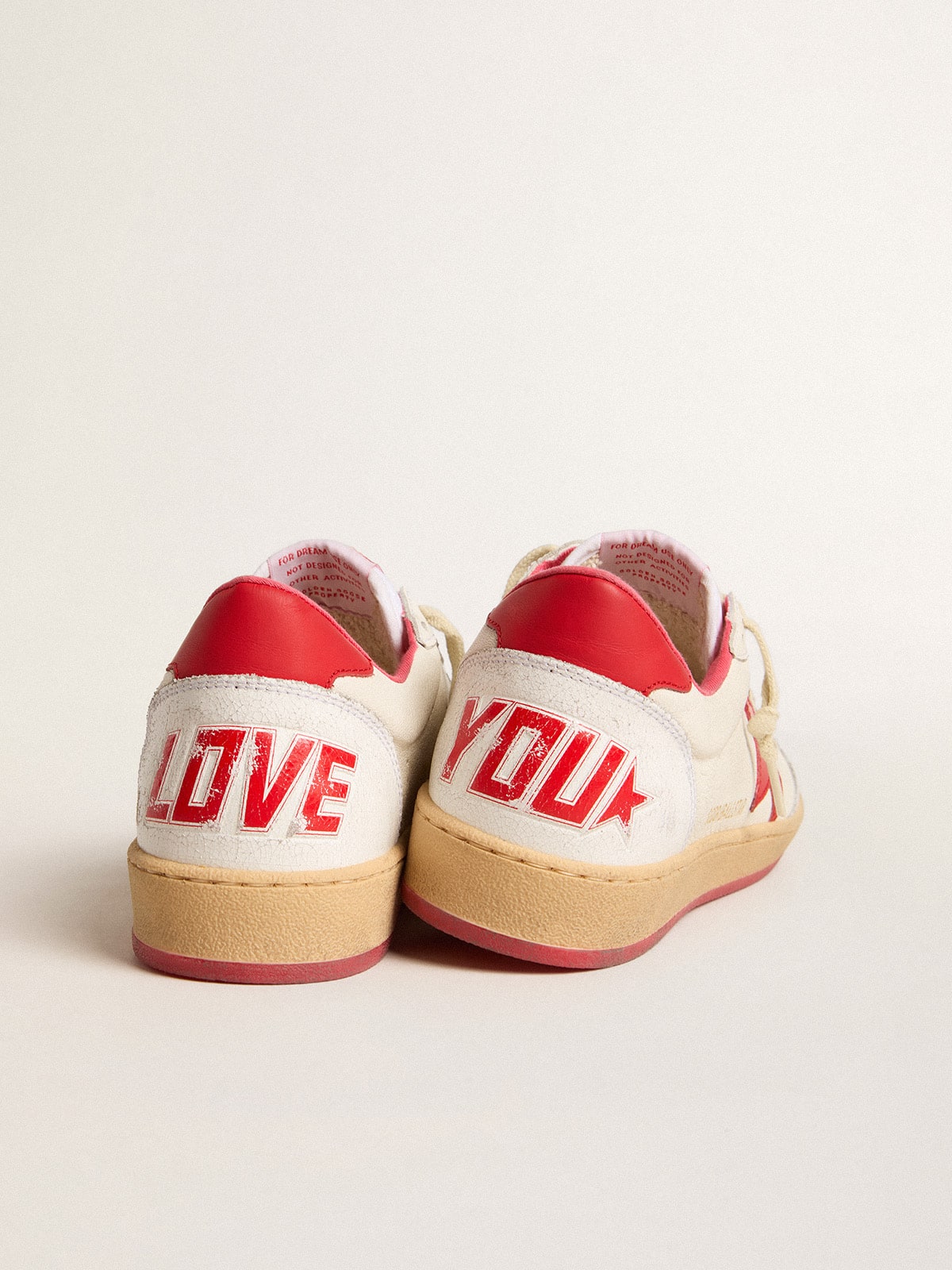 Men’s Ball Star Wishes in white leather with a red star and heel tab - Golden Goose Men