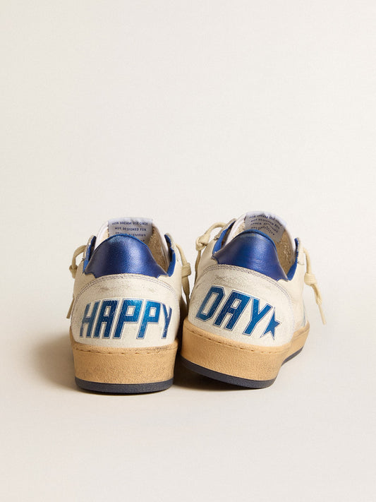 Men's Ball Star Wishes in white nappa leather with a bright blue star and heel tab - Golden Goose Men
