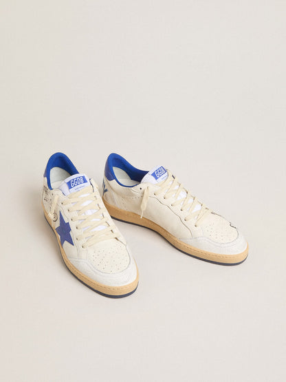 Men's Ball Star Wishes in white nappa leather with a bright blue star and heel tab - Golden Goose Men