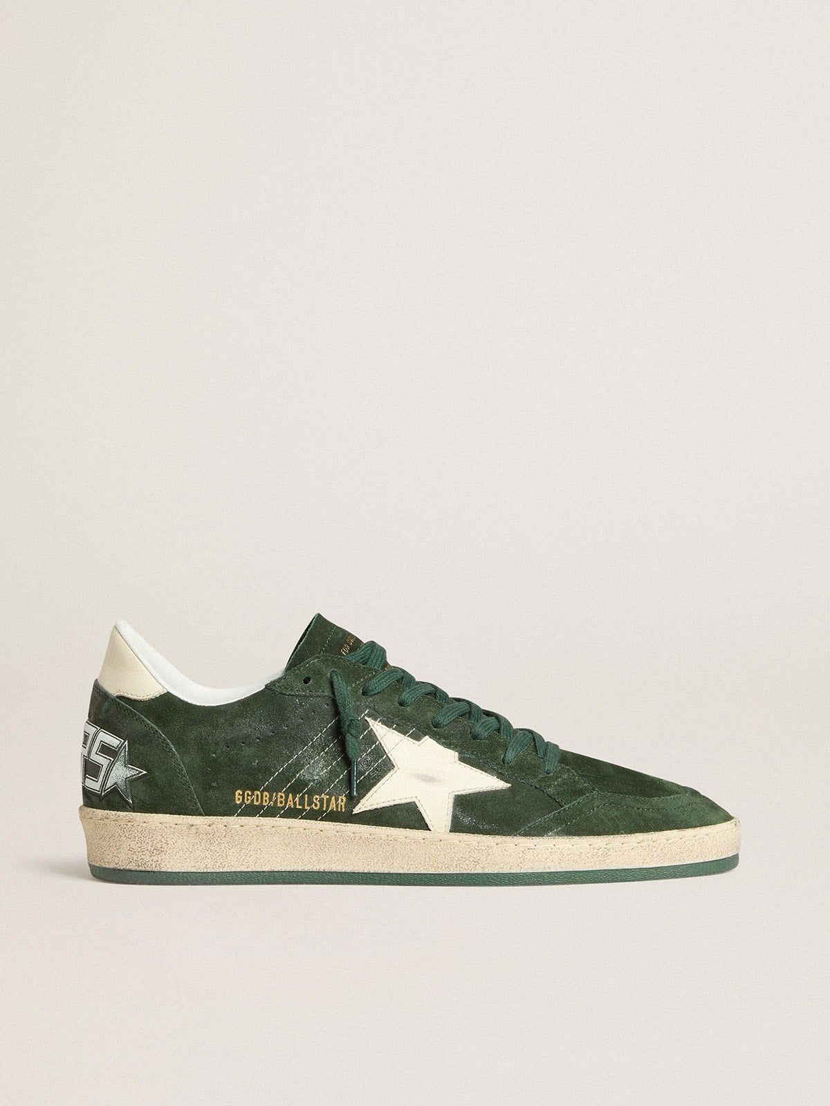 Men's Ball Star in green suede with white leather star and heel tab - Golden Goose Men