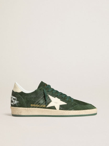 Men's Ball Star in green suede with white leather star and heel tab - Golden Goose Men