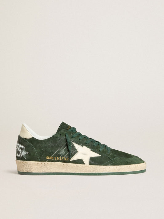 Men's Ball Star in green suede with white leather star and heel tab - Golden Goose Men