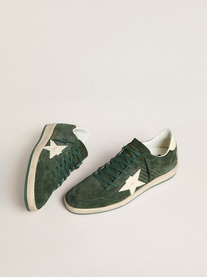 Men's Ball Star in green suede with white leather star and heel tab - Golden Goose Men