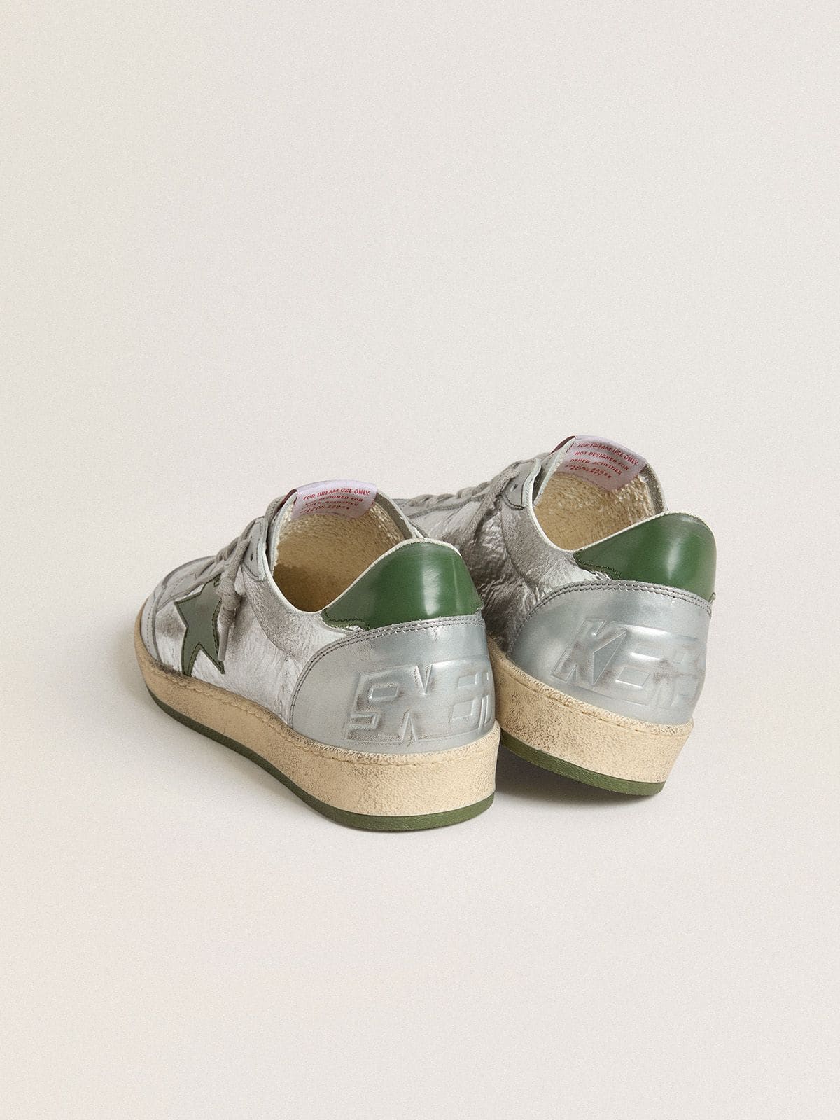 Men's Ball Star in silver nylon with green leather star and heel tab - Golden Goose Men