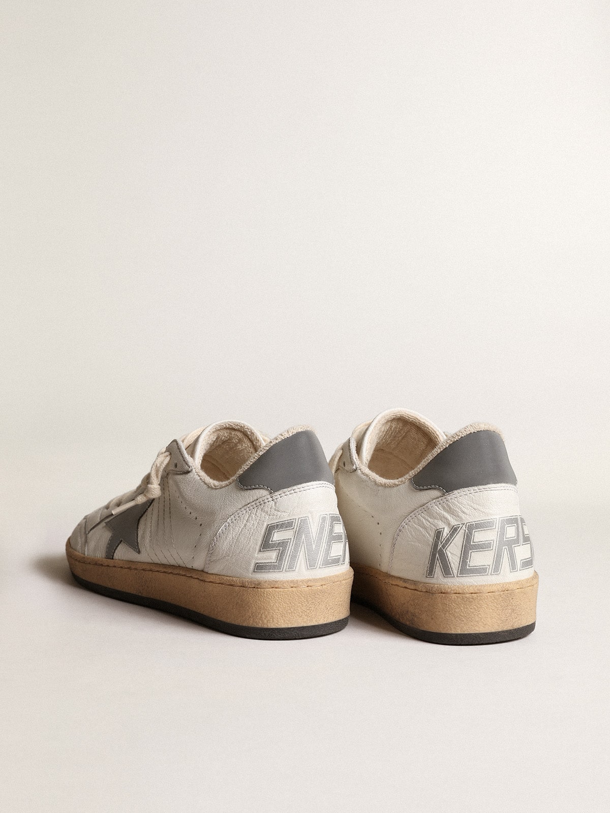 Ball Star in nappa with gray reflective nylon star and heel tab - Golden Goose Men