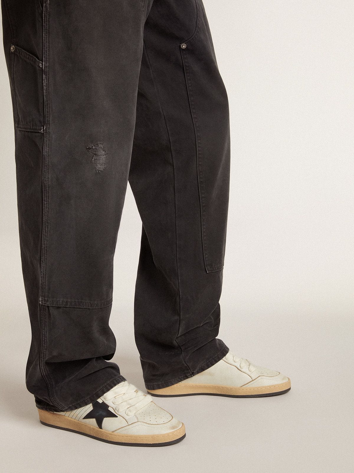 Men’s Ball Star with black leather star and green leather heel tab - Golden Goose Men