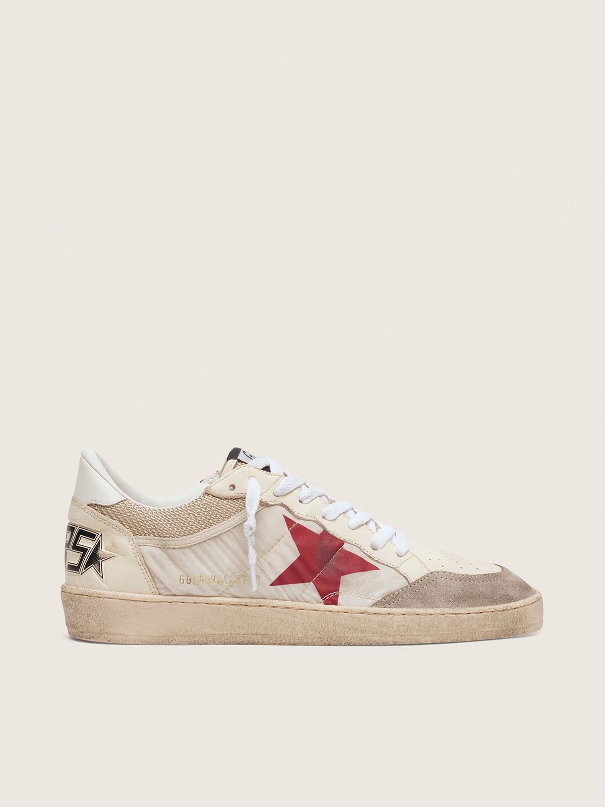 Ball Star in nylon and white mesh with red nylon star and white leather heel tab - Golden Goose Men