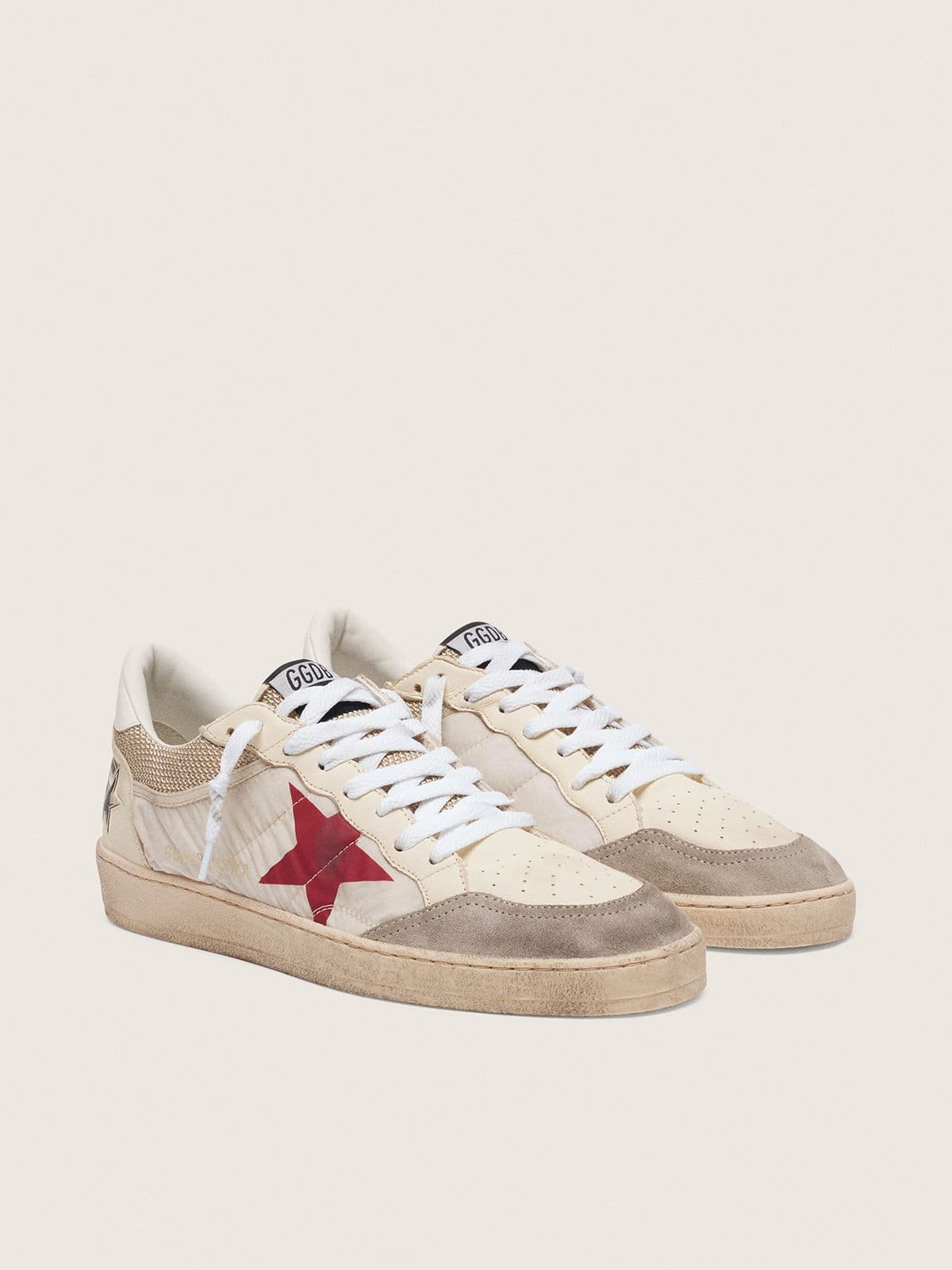 Ball Star in nylon and white mesh with red nylon star and white leather heel tab - Golden Goose Men