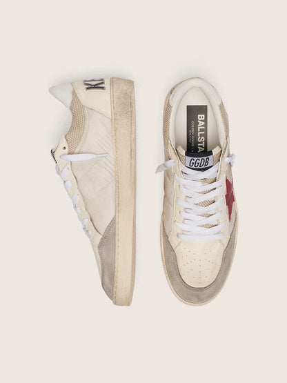Ball Star in nylon and white mesh with red nylon star and white leather heel tab - Golden Goose Men