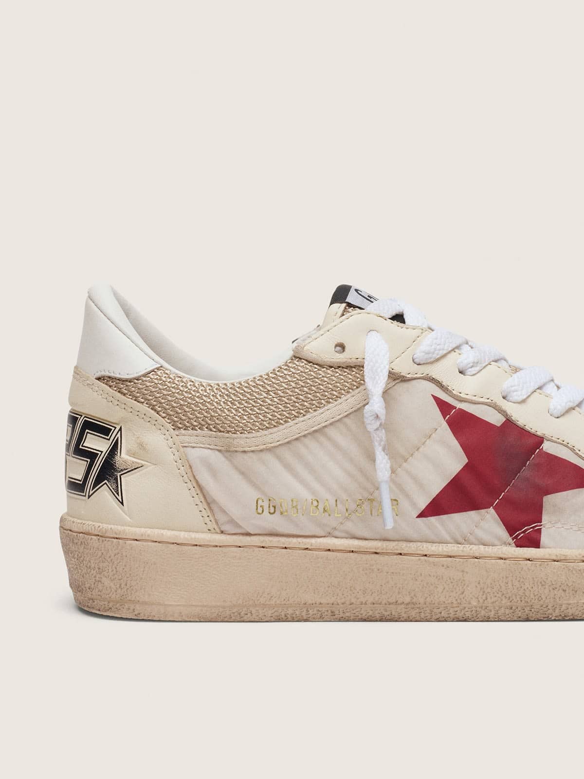 Ball Star in nylon and white mesh with red nylon star and white leather heel tab - Golden Goose Men