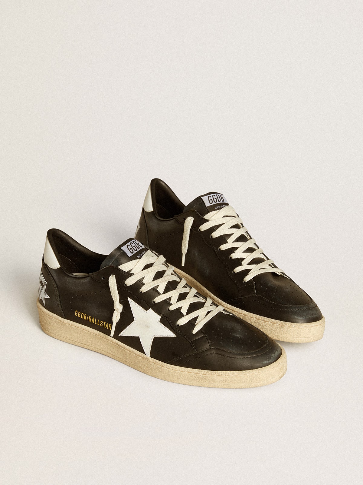 Men's Ball Star in black nappa with white leather star and heel tab - Golden Goose Men