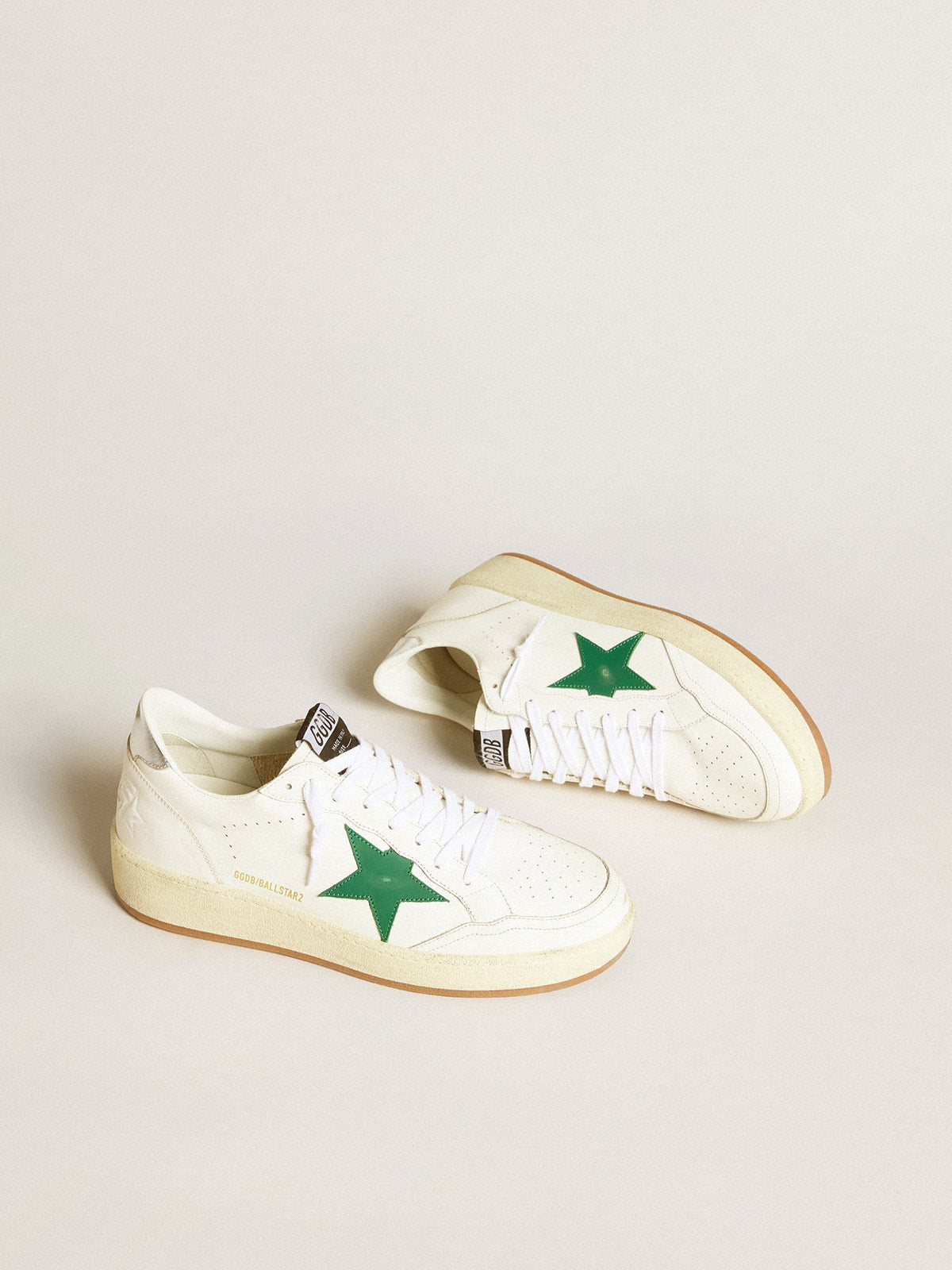 Men's Ball Star with green leather star and metallic leather heel tab - Golden Goose Men