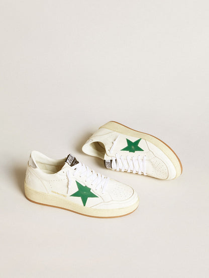 Men's Ball Star with green leather star and metallic leather heel tab - Golden Goose Men