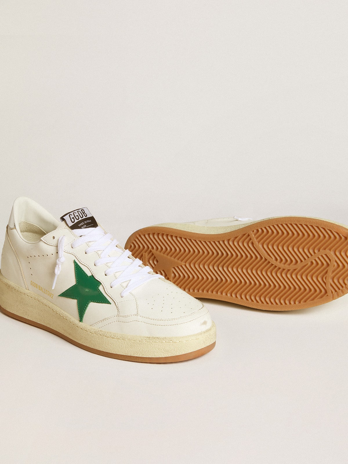 Men's Ball Star with green leather star and metallic leather heel tab - Golden Goose Men