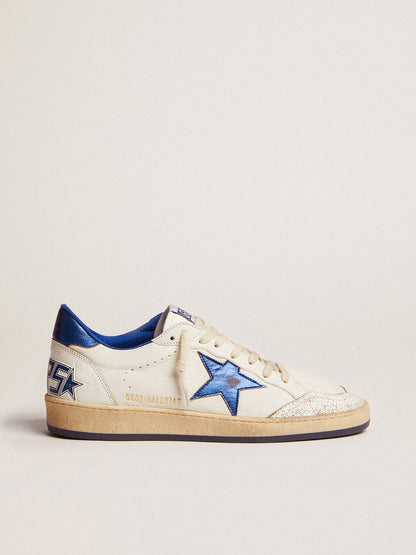 Men's Ball Star in white nappa with blue star and heel tab - Golden Goose Men