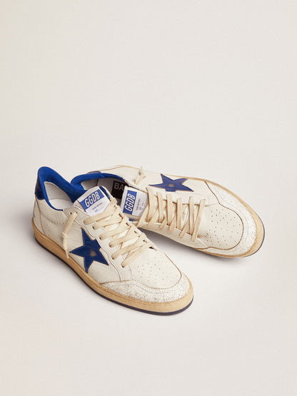 Men's Ball Star in white nappa with blue star and heel tab - Golden Goose Men