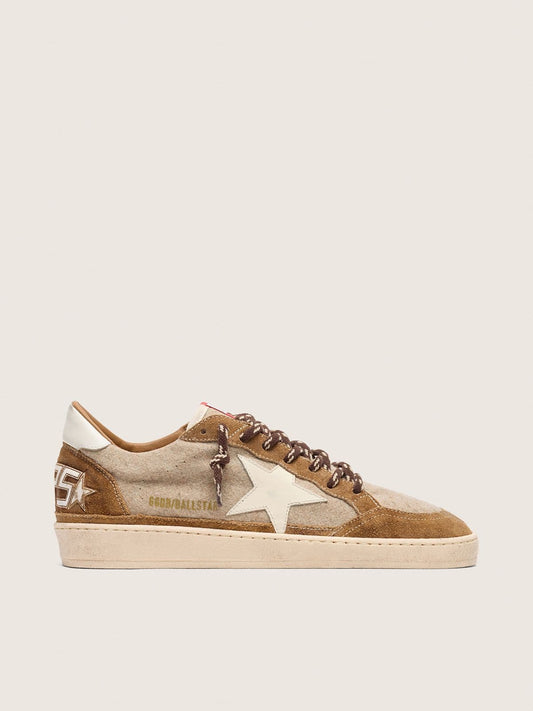 Men's Ball Star in wool with cream leather star and brown waxed leather inserts - Golden Goose Men