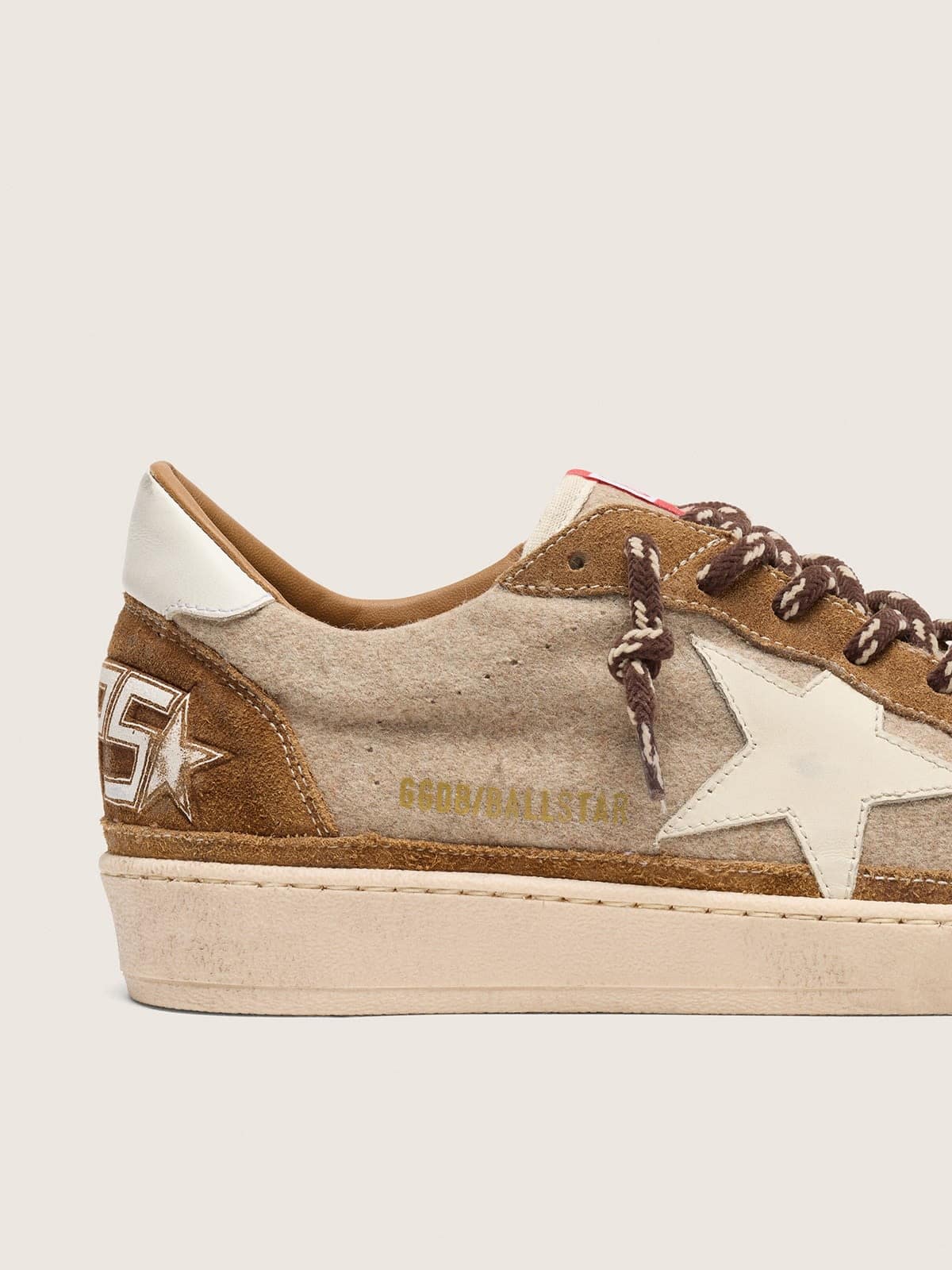 Men's Ball Star in wool with cream leather star and brown waxed leather inserts - Golden Goose Men