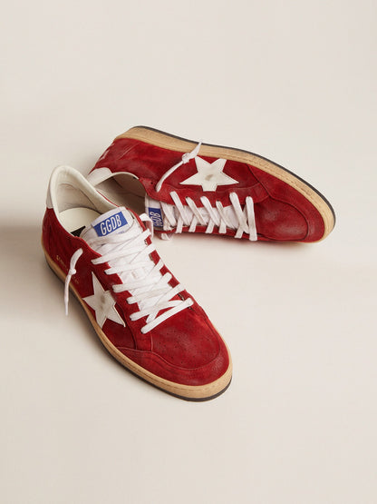 Men's Ball Star in dark red suede with white star and heel tab - Golden Goose Men