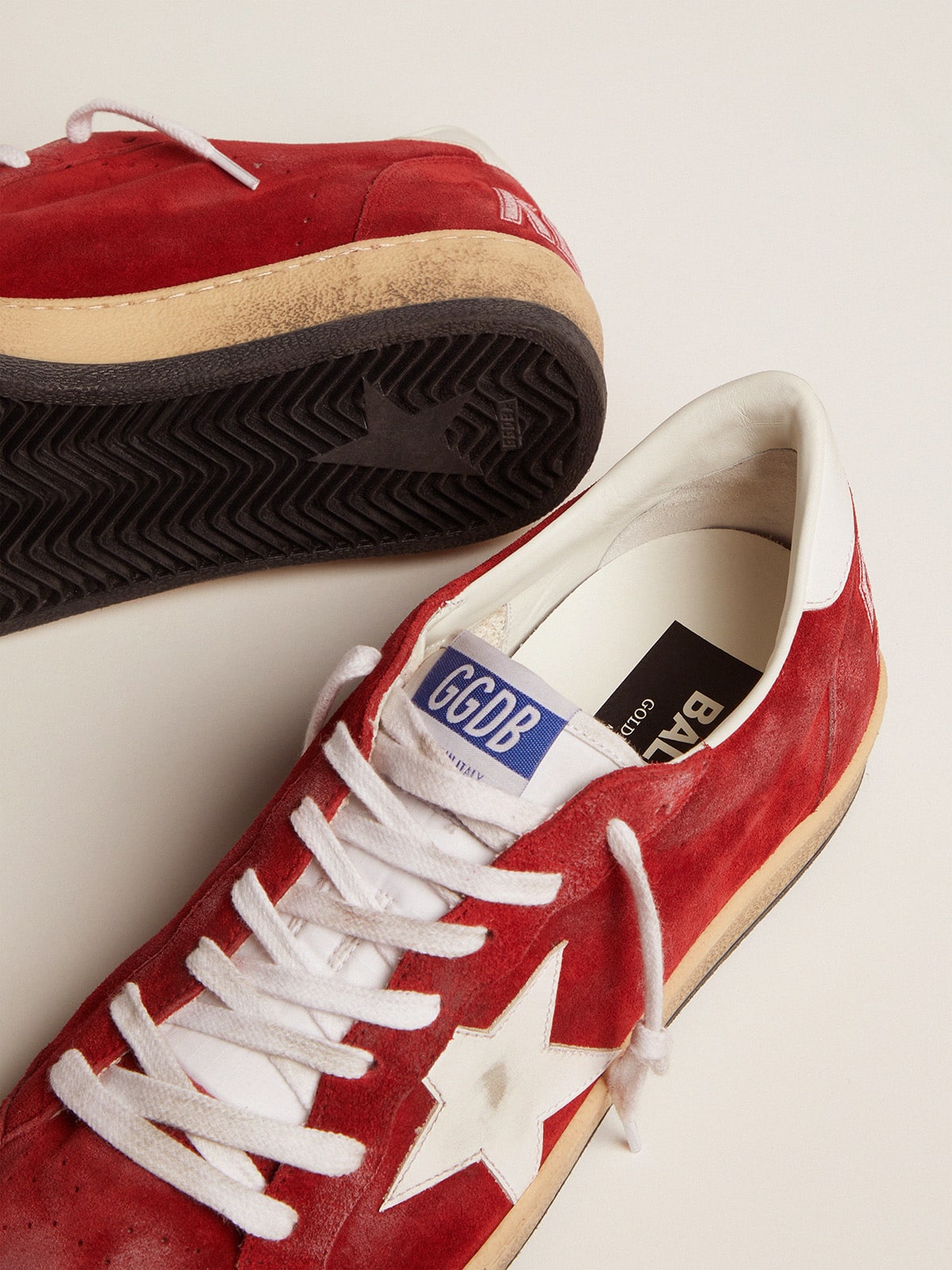 Men's Ball Star in dark red suede with white star and heel tab - Golden Goose Men