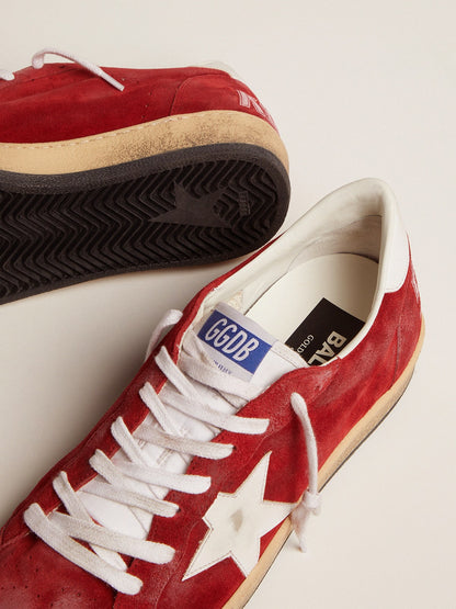 Men's Ball Star in dark red suede with white star and heel tab - Golden Goose Men