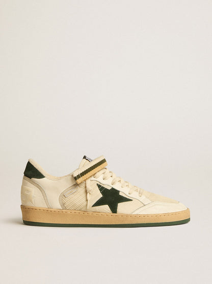 Ball Star in nylon and nappa with green suede star and heel tab - Golden Goose Men