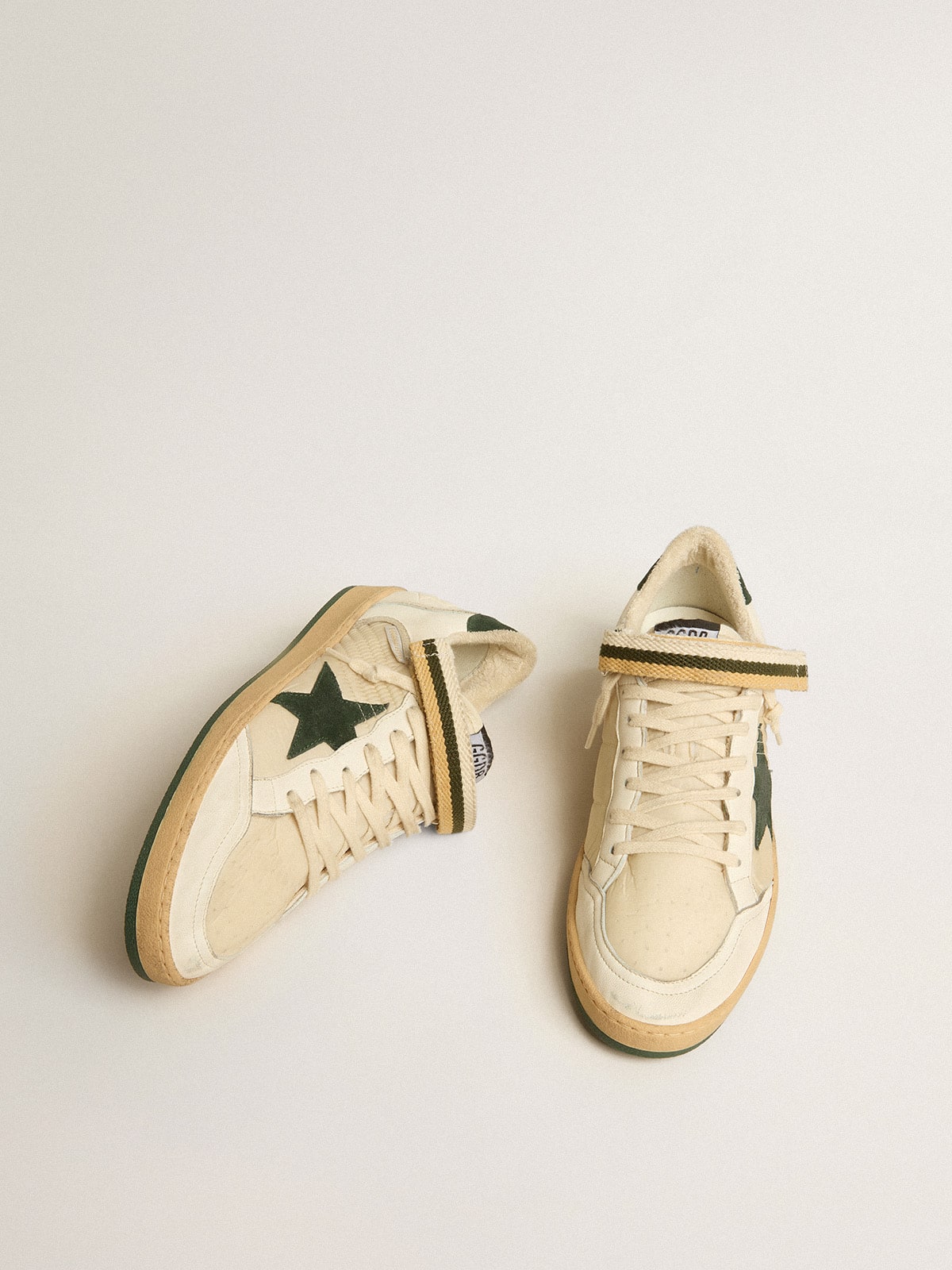 Ball Star in nylon and nappa with green suede star and heel tab - Golden Goose Men