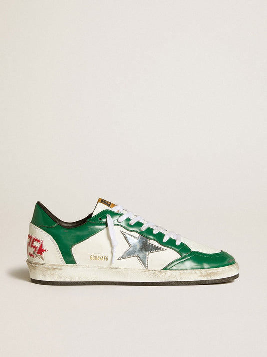 Men's Ball Star LAB in green and white leather with silver star - Golden Goose Men