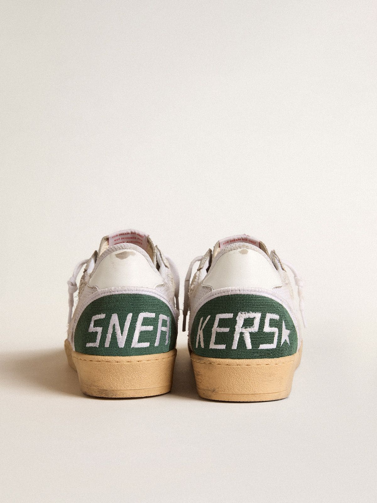 Ball Star LTD in white crackle leather and mesh with suede star - Golden Goose Men