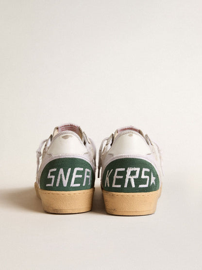 Ball Star LTD in white crackle leather and mesh with suede star - Golden Goose Men