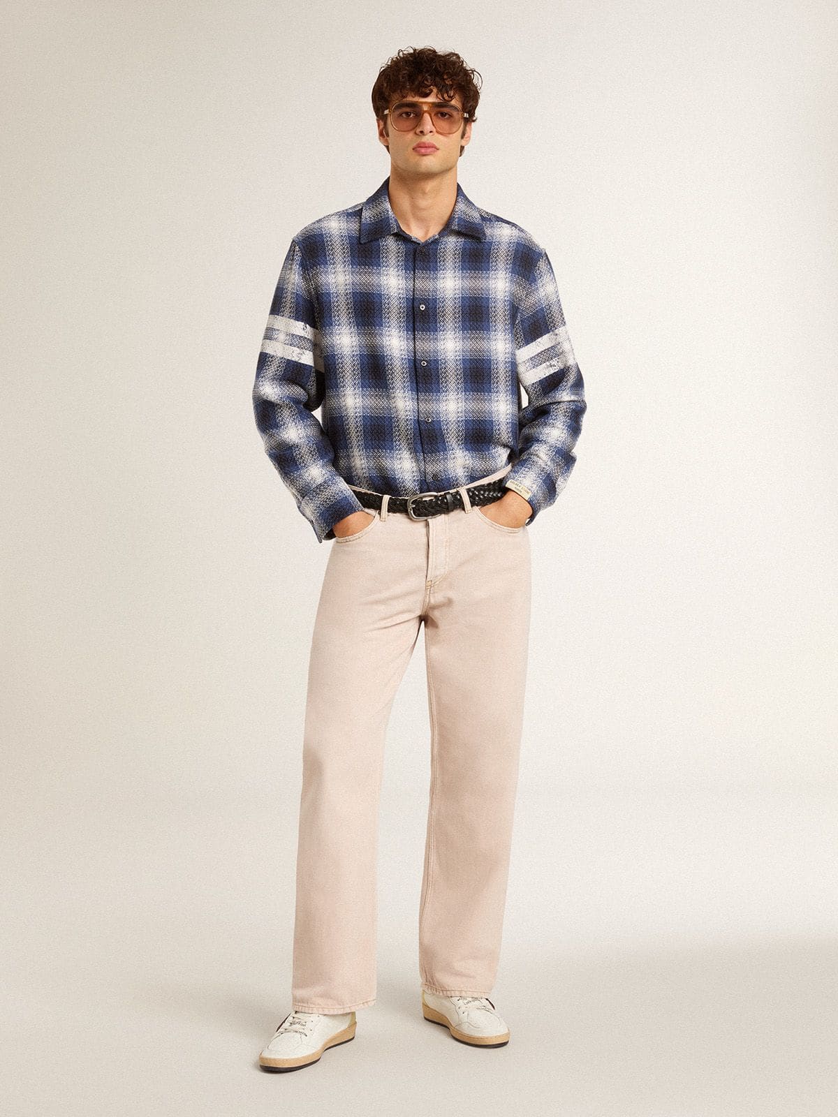 Men’s Ball Star LTD with mesh star and midnight blue leather heel tab - Golden Goose Men