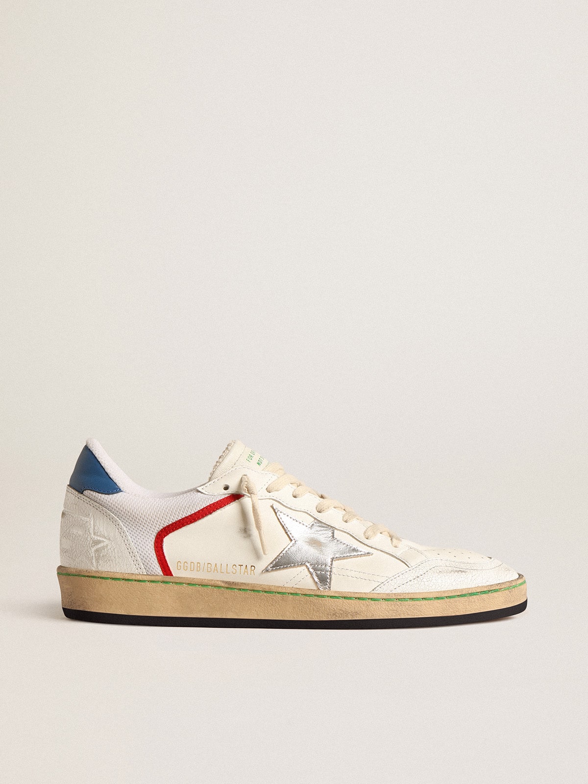 Ball Star in nappa and mesh with silver metallic leather star - Golden Goose Men