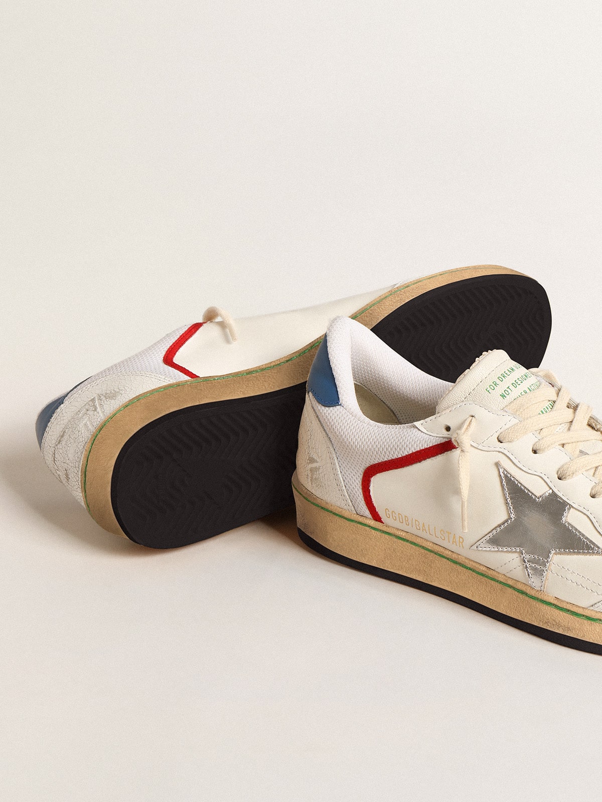 Ball Star in nappa and mesh with silver metallic leather star - Golden Goose Men
