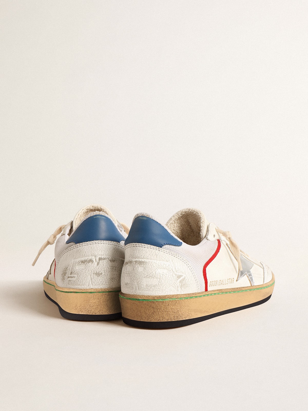 Ball Star in nappa and mesh with silver metallic leather star - Golden Goose Men