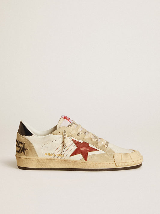 Men's Ball Star LTD in nappa leather with red leather star and leather heel tab - Golden Goose Men