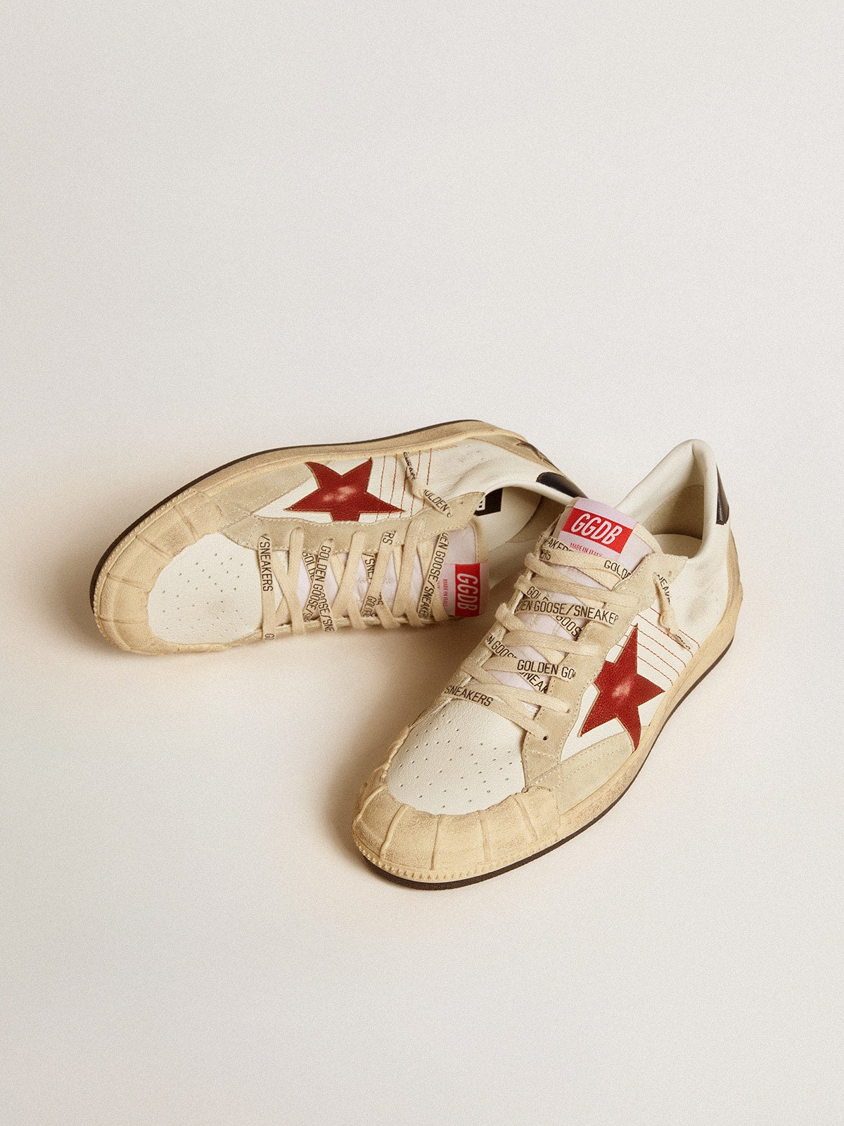 Men's Ball Star LTD in nappa leather with red leather star and leather heel tab - Golden Goose Men