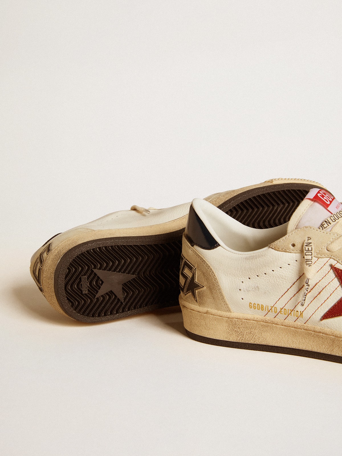 Men's Ball Star LTD in nappa leather with red leather star and leather heel tab - Golden Goose Men