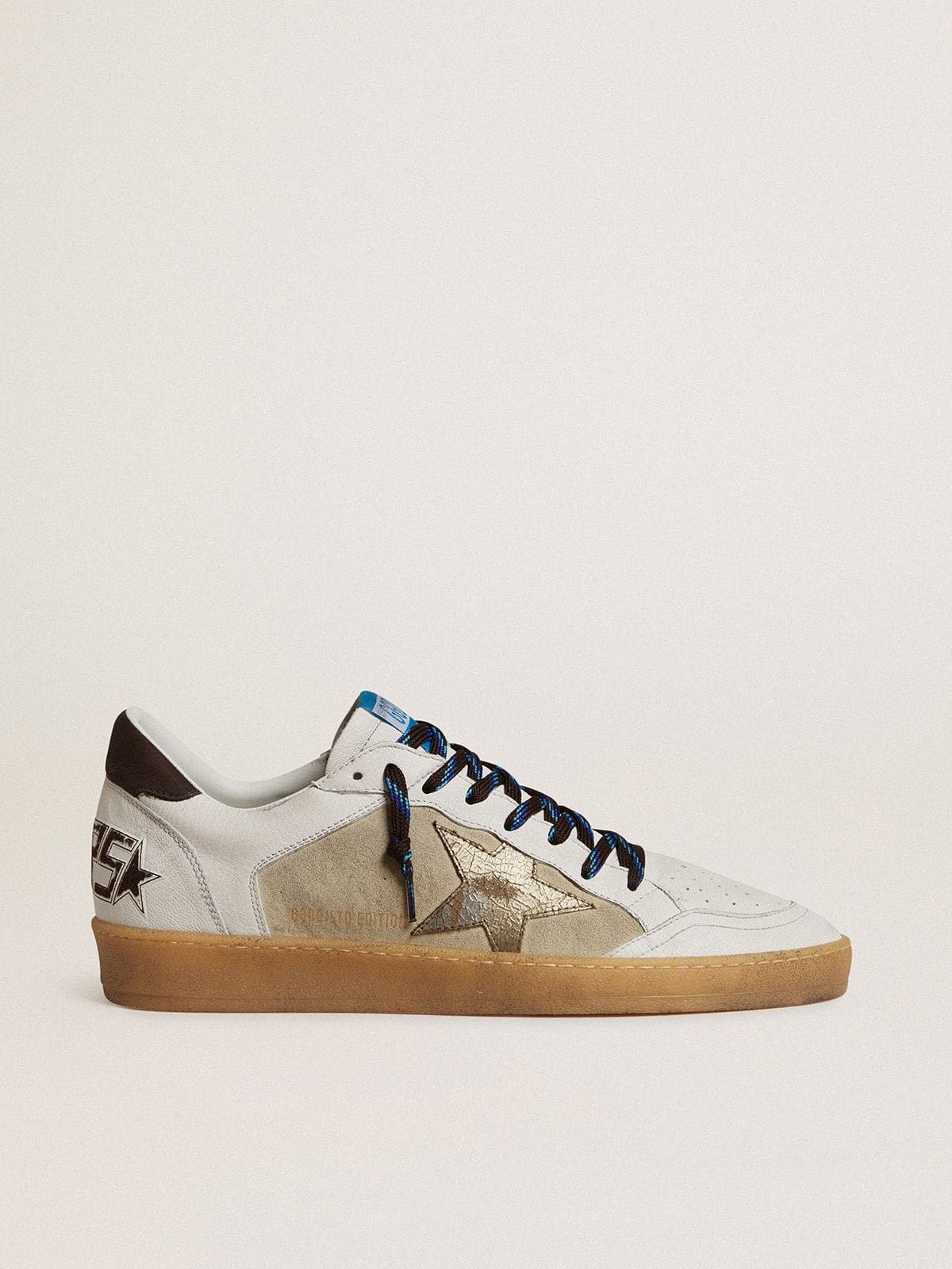Ball Star LTD with foiled crackle leather star and brown leather heel tab - Golden Goose Men