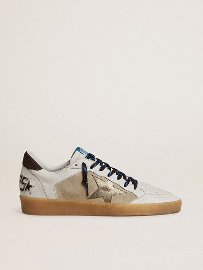 Ball Star LTD with foiled crackle leather star and brown leather heel tab - Golden Goose Men