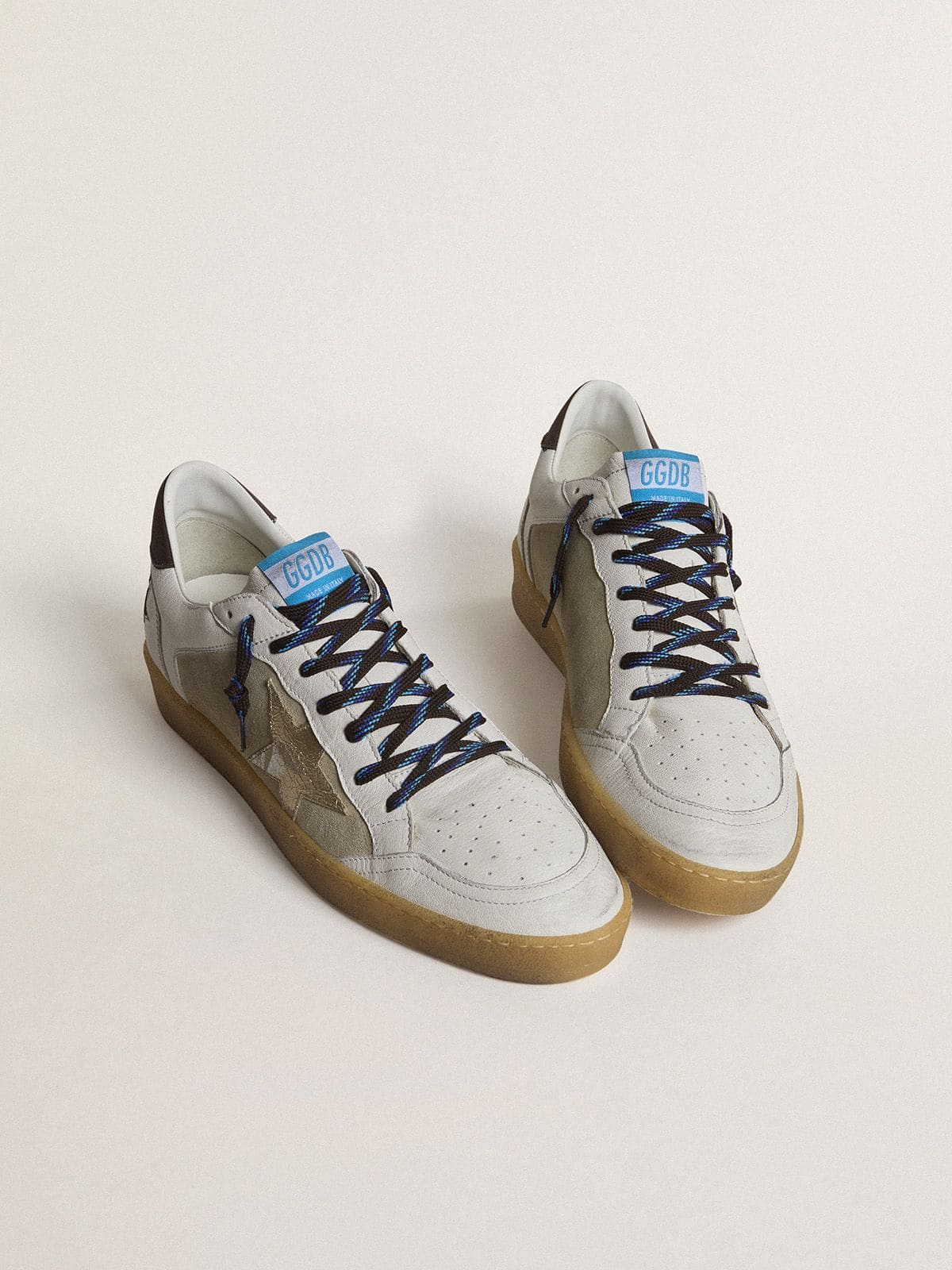 Ball Star LTD with foiled crackle leather star and brown leather heel tab - Golden Goose Men
