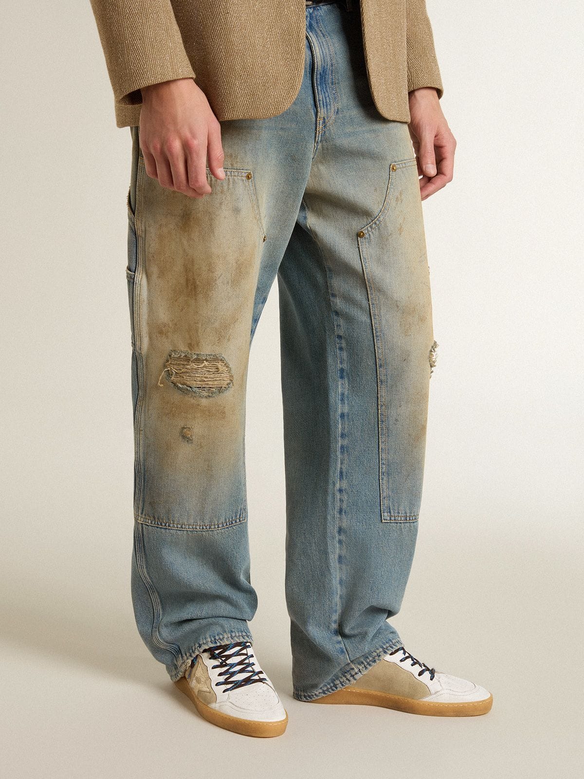 Ball Star LTD with foiled crackle leather star and brown leather heel tab - Golden Goose Men