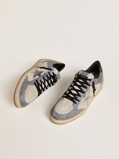 Men's Ball Star in suede and nubuck with silver metallic leather star and gold metallic leather heel tab - Golden Goose Men