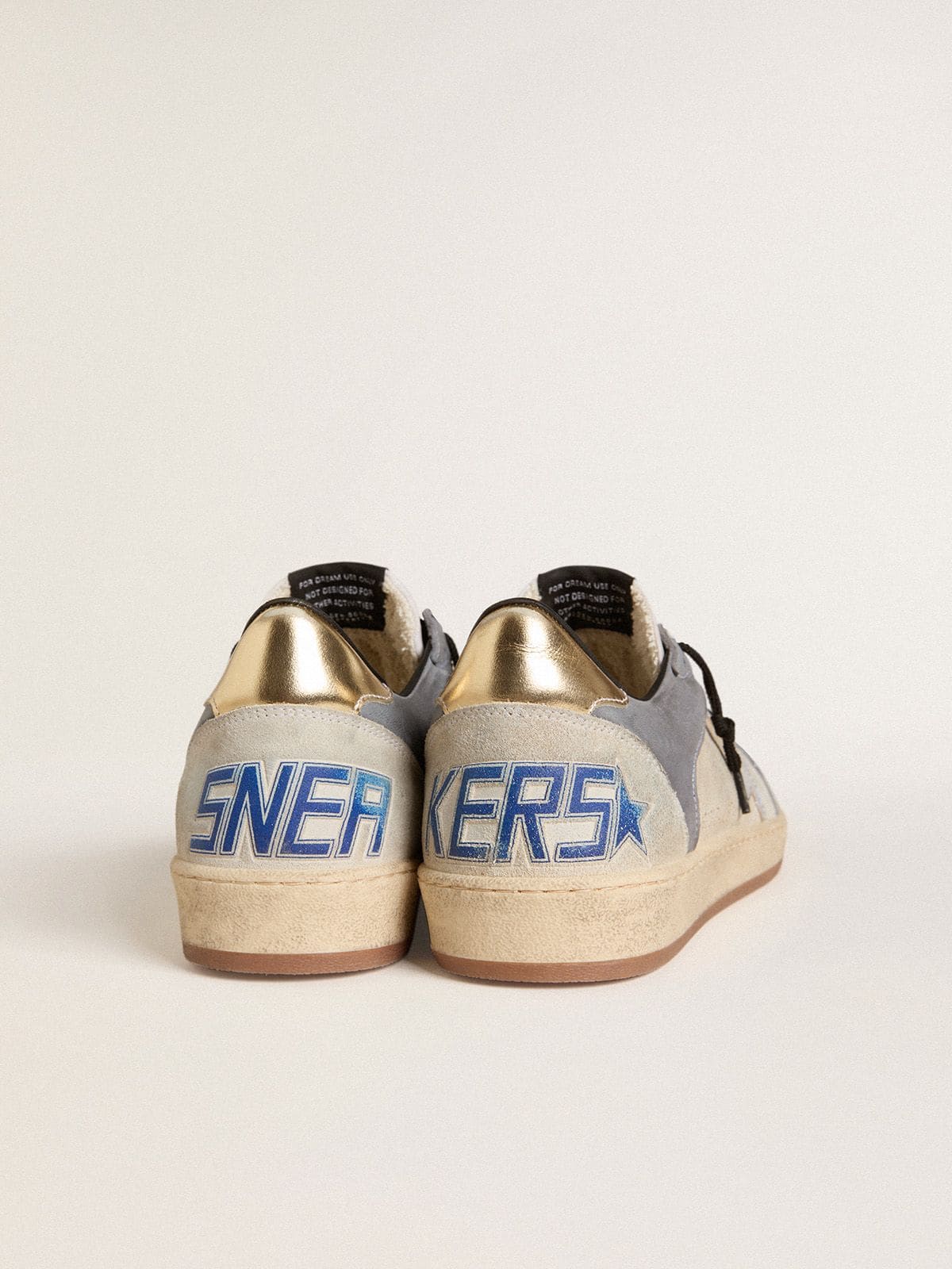 Men's Ball Star in suede and nubuck with silver metallic leather star and gold metallic leather heel tab - Golden Goose Men