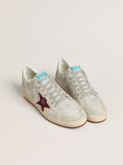 Men's Ball Star in crocodile-print nubuck with burgundy suede star - Golden Goose Men