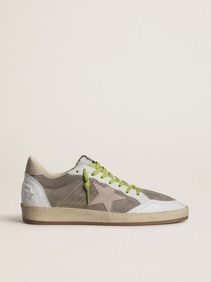 Men’s Ball Star in gray suede with old rose suede star and beige leather heel tab - Golden Goose Men