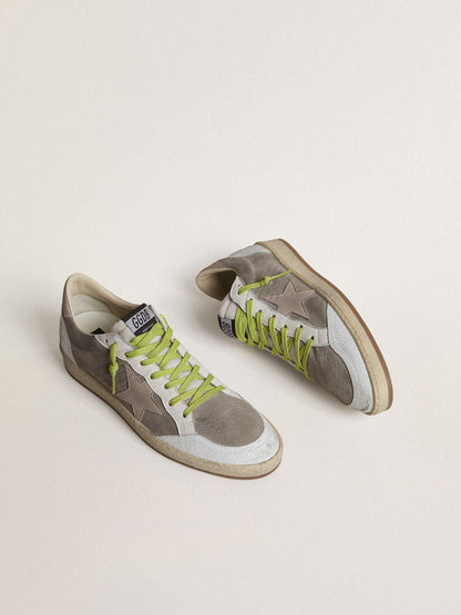 Men’s Ball Star in gray suede with old rose suede star and beige leather heel tab - Golden Goose Men