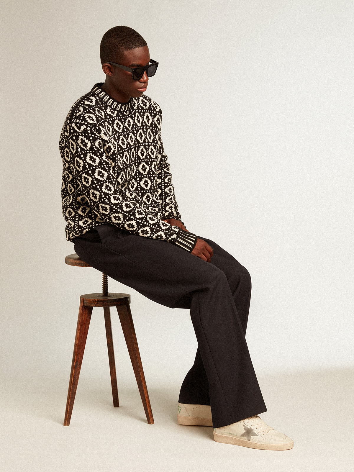 Ball Star in nappa leather with gray suede star and heel tab - Golden Goose Men